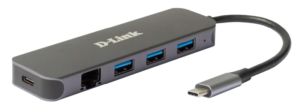 D-Link DUB-2334 5-in-1 USB-C Hub with Gigabit Ethernet and power